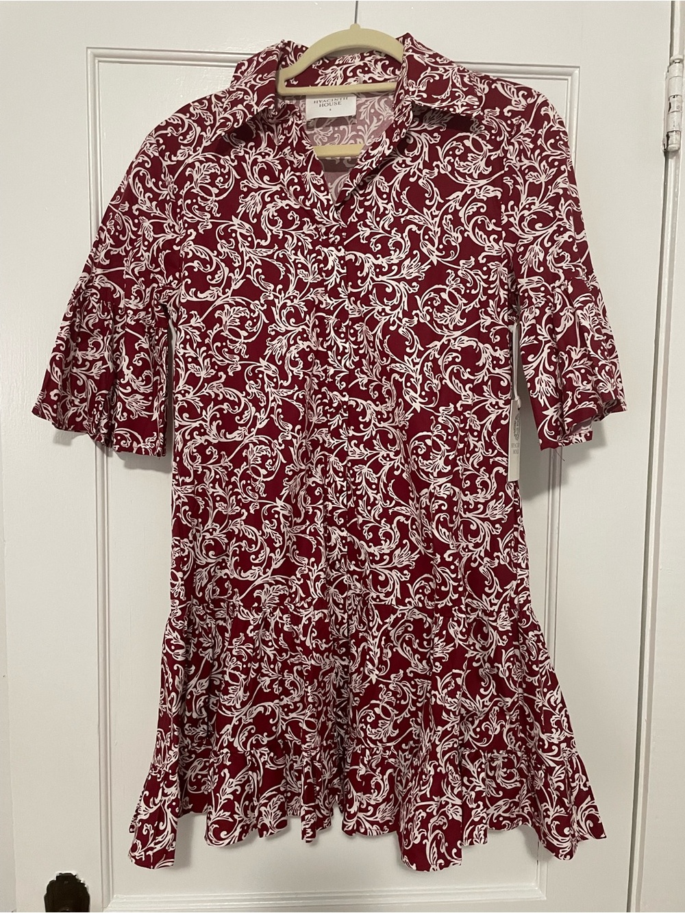 Hyacinth House Maroon Vines Vera Shirt Dress